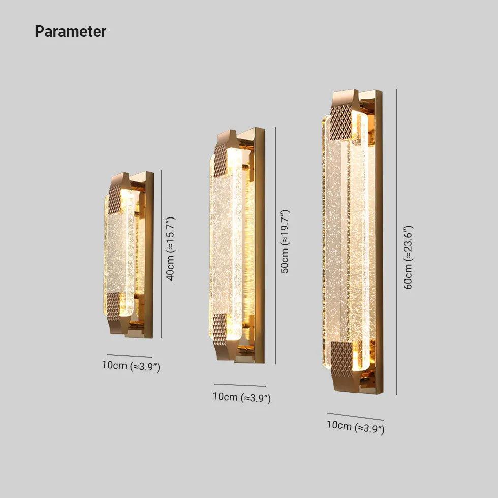 Rectangle Bubble Glass Gold Wall Lights - Clowas