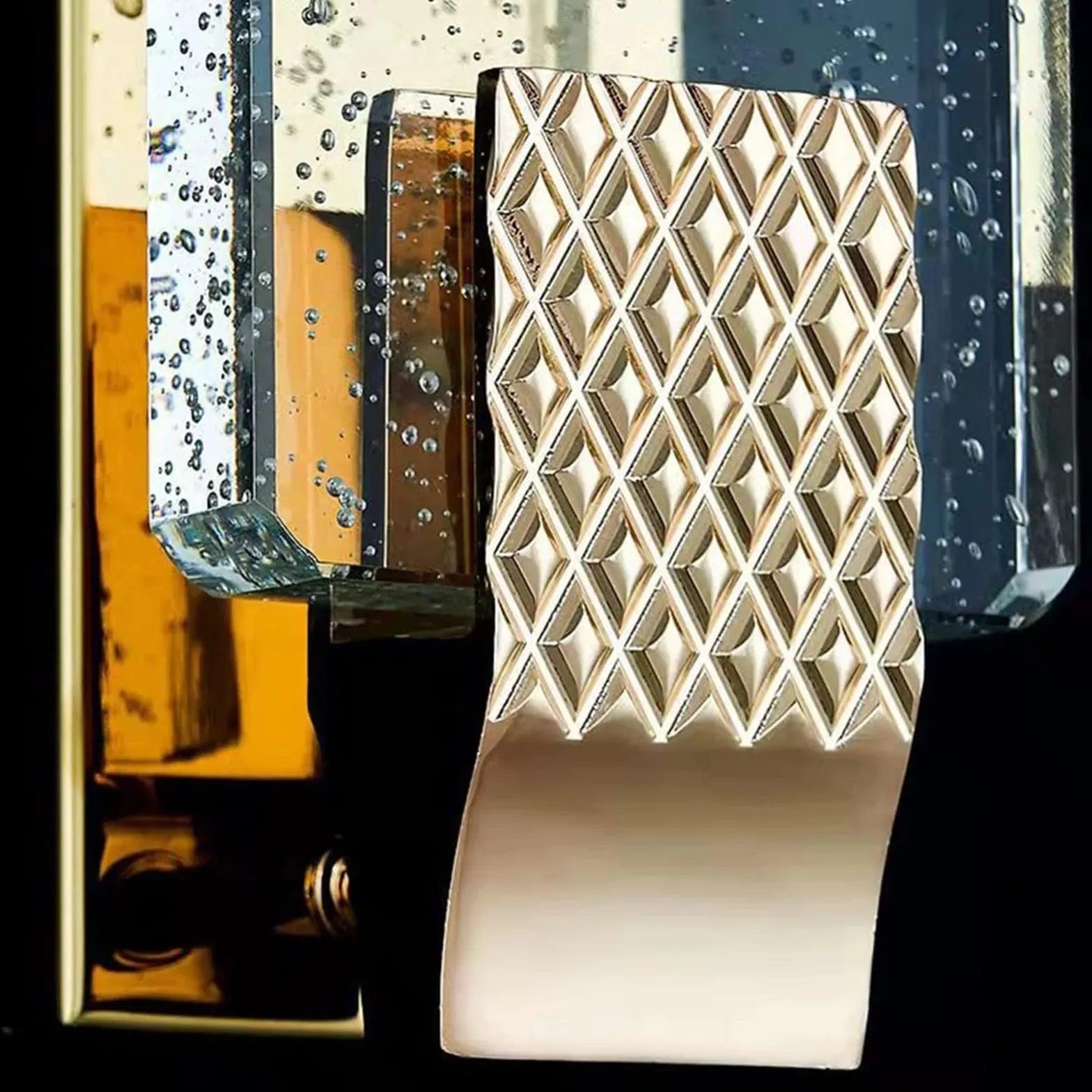 Rectangle Bubble Glass Gold Wall Lights - Clowas