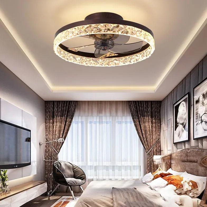 Black Round Ceiling Fan Pendant Light - Clowas