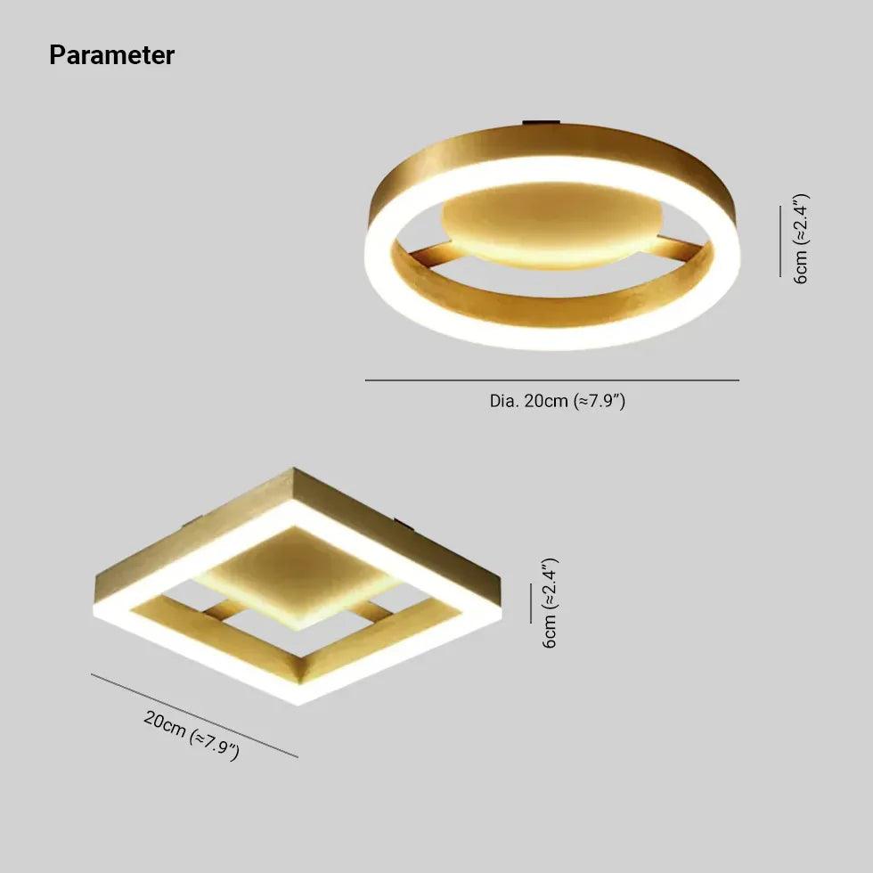 Golden Circular LED Hallway Ceiling Light - Clowas