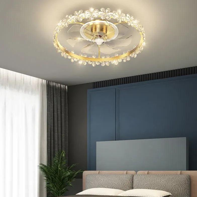 Floral Decor Bedroom Ceiling Fan Light - Clowas