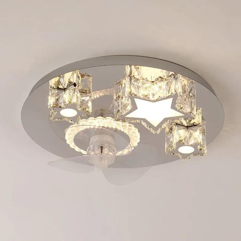 Round Ceiling Fan for Bedroom Pendant Light - Clowas