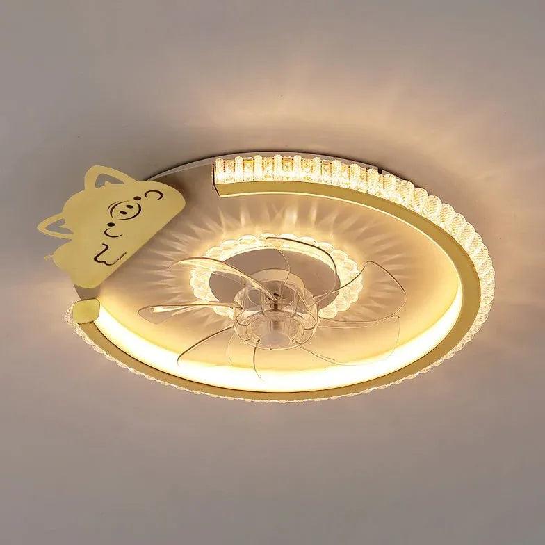 Round Ceiling Fan for Bedroom Pendant Light - Clowas