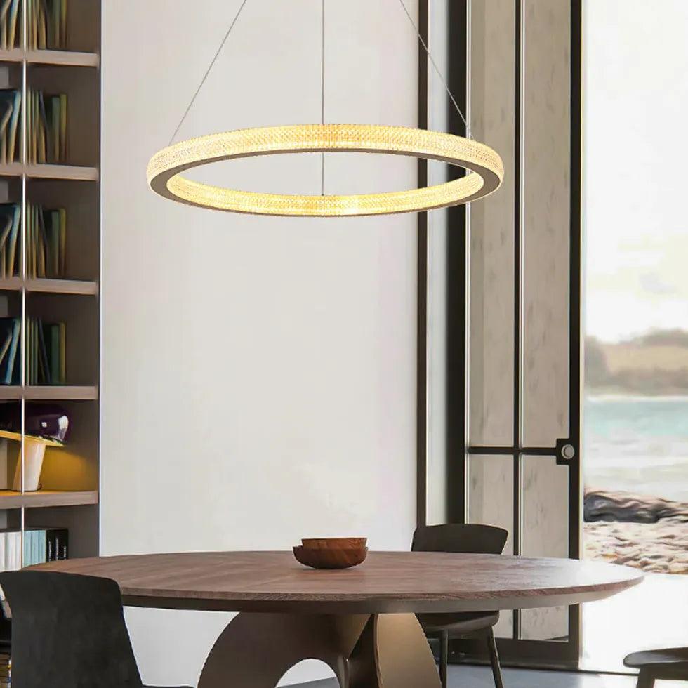 Crystal Gold Ring Modern Pendant Light - Clowas