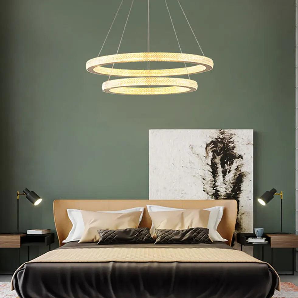 Crystal Gold Ring Modern Pendant Light - Clowas