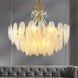 Golden Frame Translucent Glass Leaf Pendant Light - Clowas