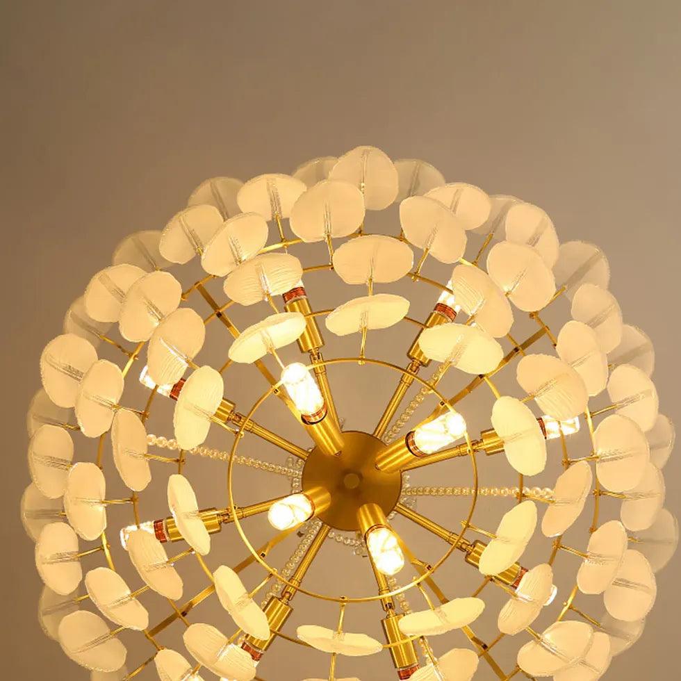 Golden Frame Translucent Glass Leaf Pendant Light - Clowas