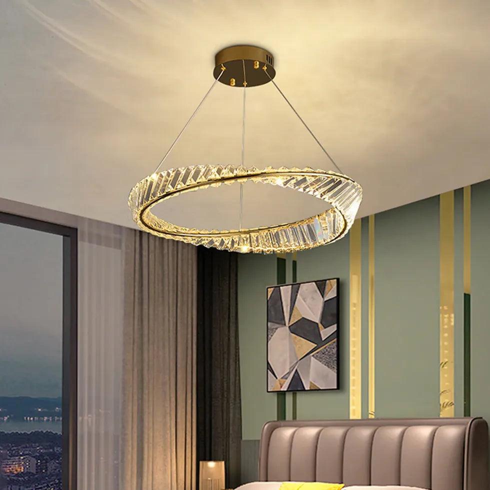 Wavy Round Ring Modern Crystal Pendant Light - Clowas