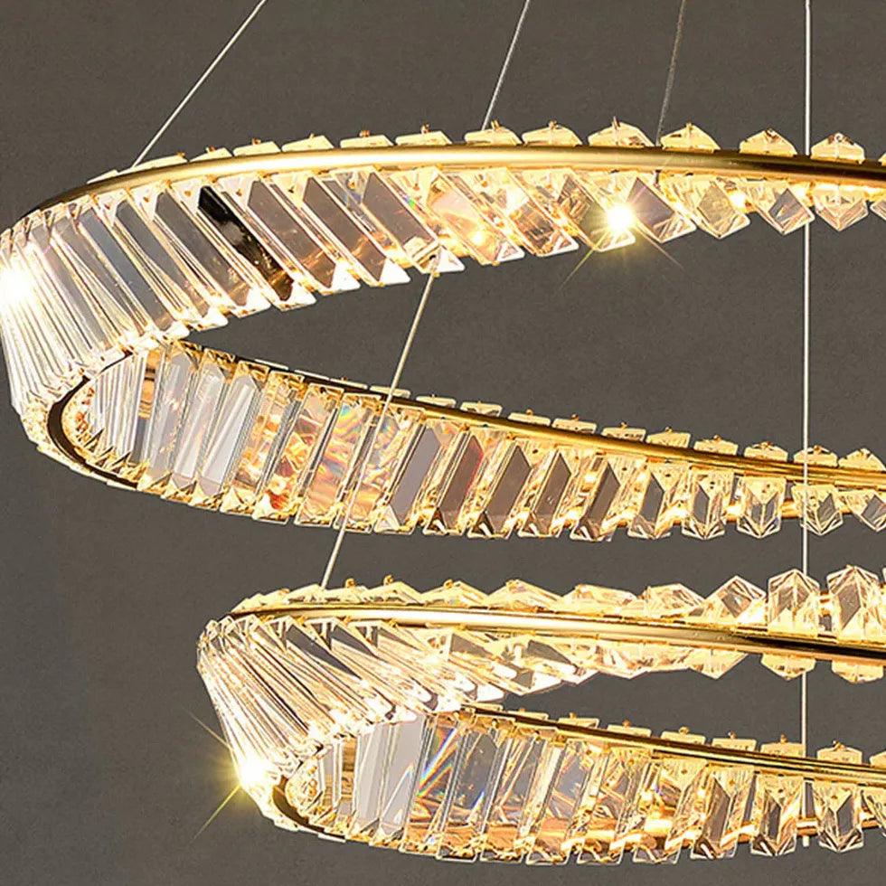 Wavy Round Ring Modern Crystal Pendant Light - Clowas