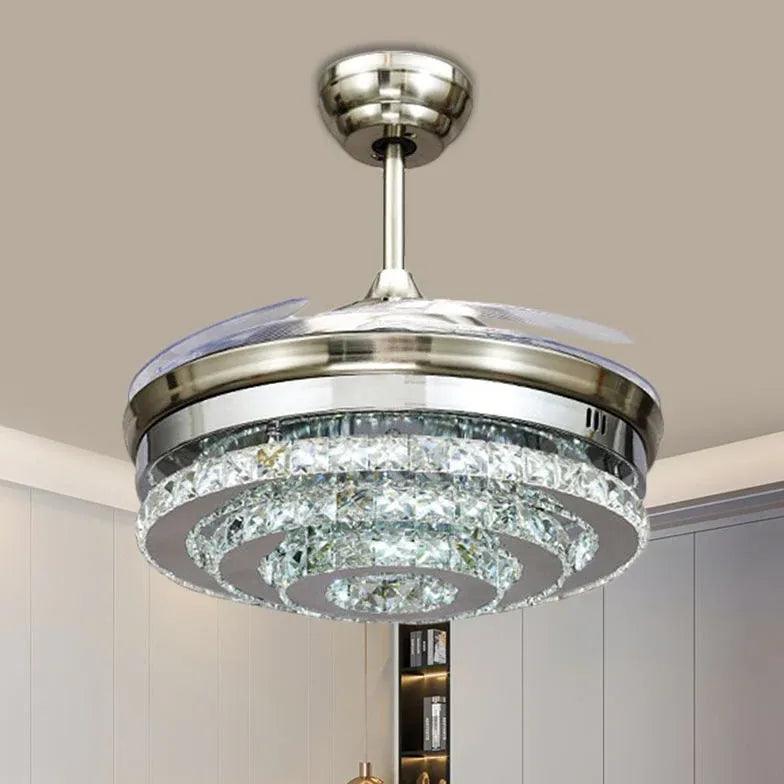 Round Crystal Silver Luxury Modern Pendant Light - Clowas