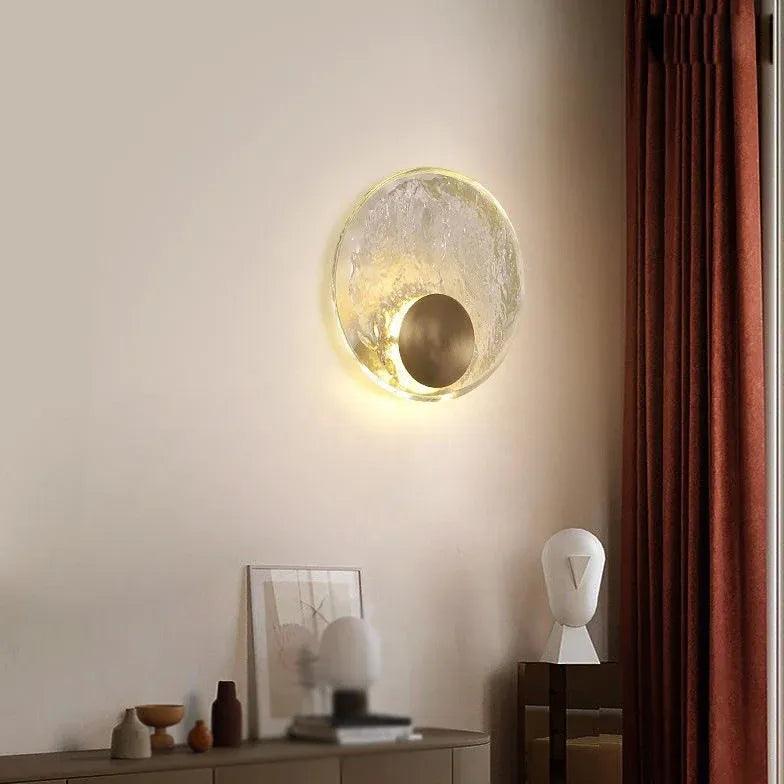 Ripple Crystal Round Gold Wall Lights - Clowas