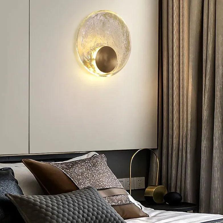 Ripple Crystal Round Gold Wall Lights - Clowas