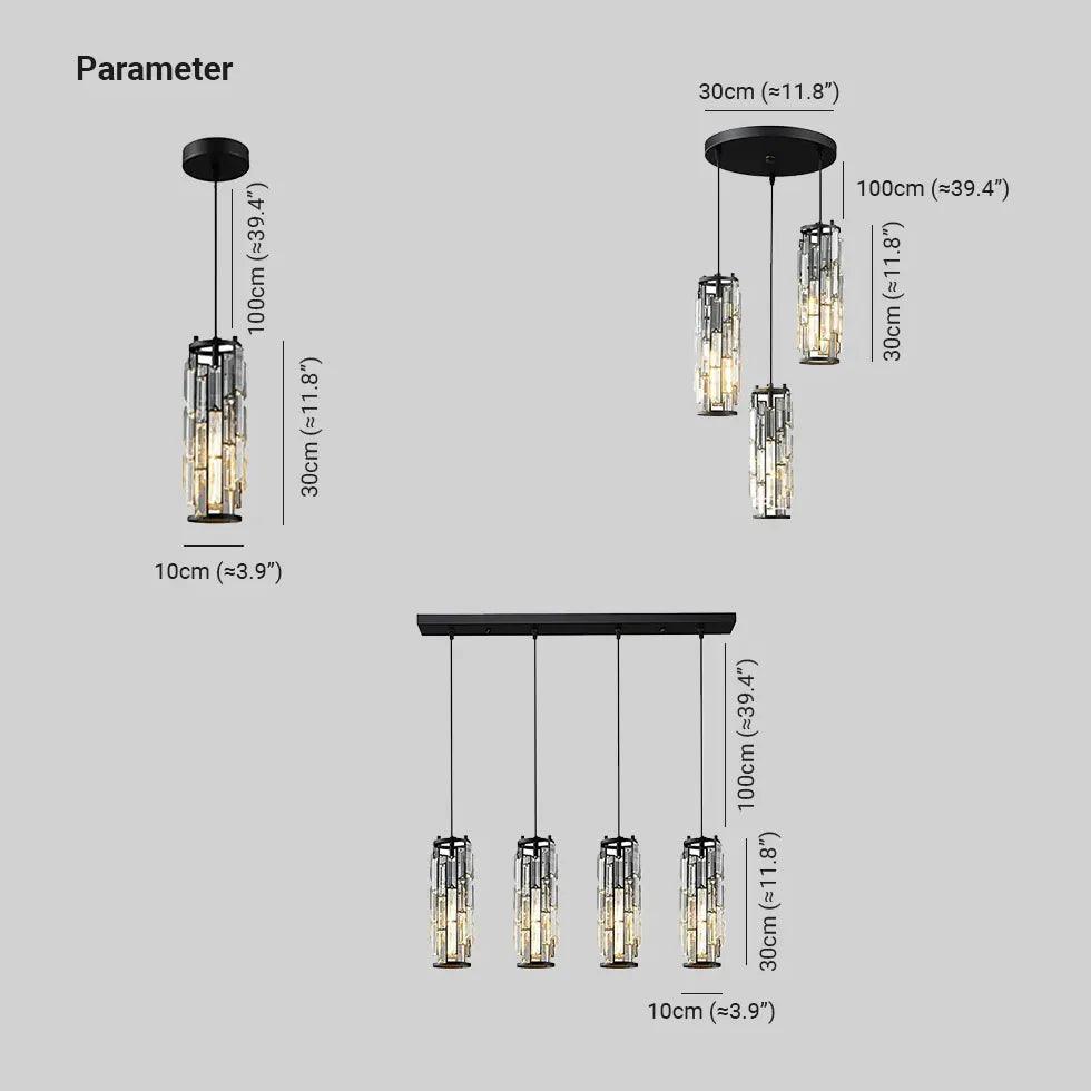 Cylinder Gold Crystal Modern Pendant Light - Clowas