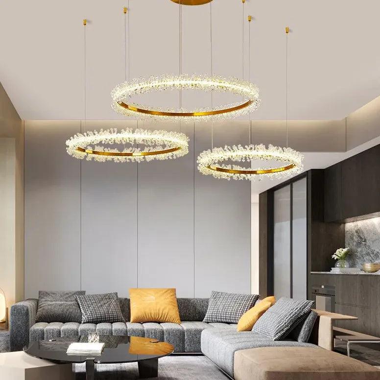 Gold Crystal Ring Modern Pendant Light - Clowas