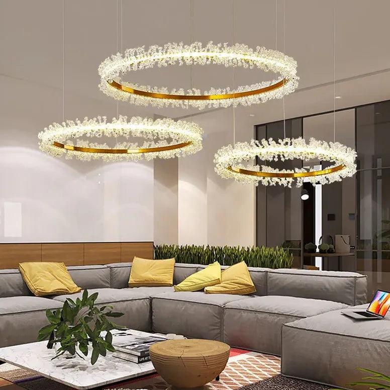 Gold Crystal Ring Modern Pendant Light - Clowas