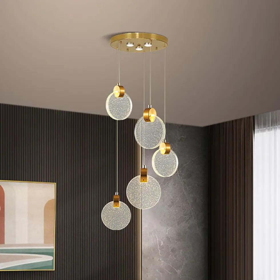 Golden Round Crystal Modern Pendant Light - Clowas