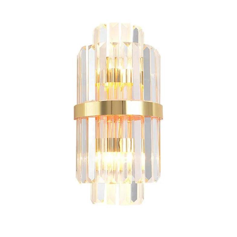 Gold Columnar Crystal Bedroom Wall Lights - Clowas