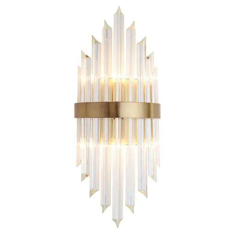 Gold Columnar Crystal Bedroom Wall Lights - Clowas