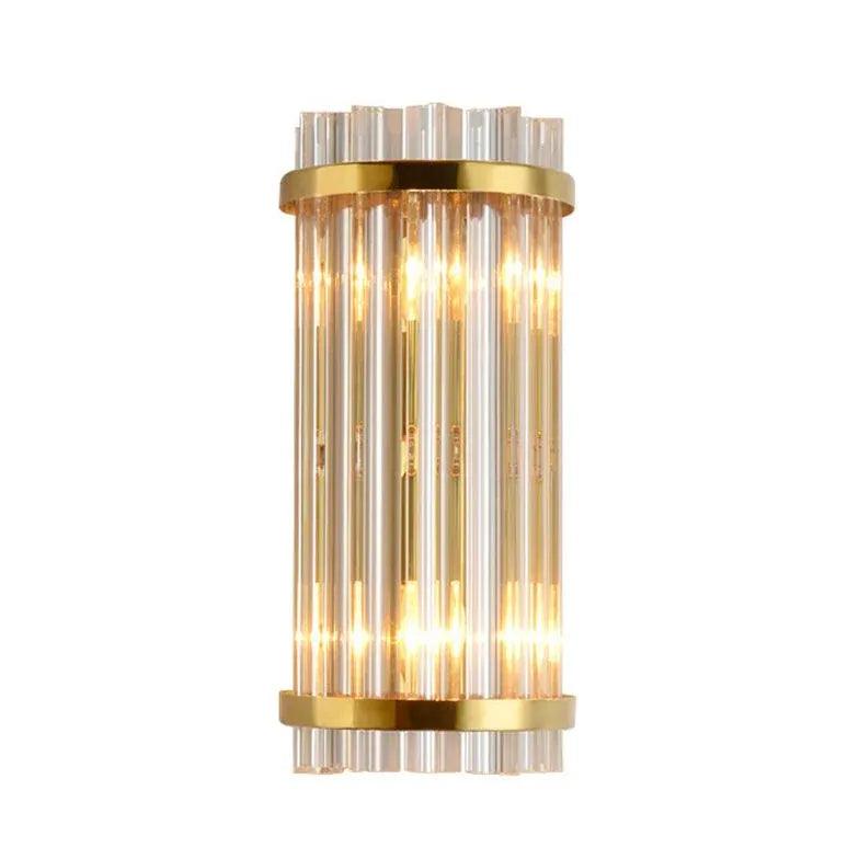 Gold Columnar Crystal Bedroom Wall Lights - Clowas