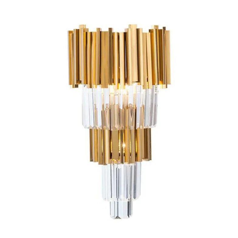 Gold Columnar Crystal Bedroom Wall Lights - Clowas