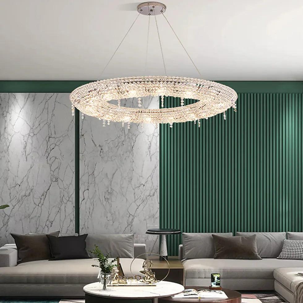 Circular Crystal Living Room Pendant Light - Clowas