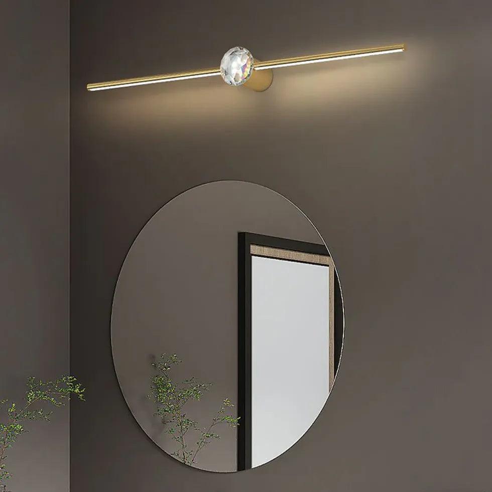 Gold Linear Crystal Bathroom Mirror Lights - Clowas