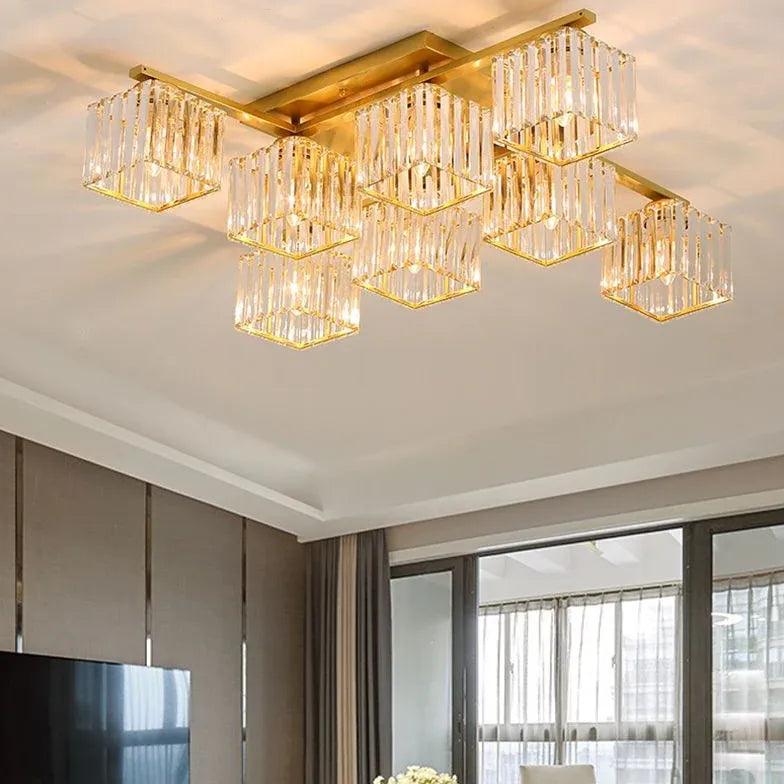 Multi-Head Cube Glass Modern Ceiling Light - Clowas