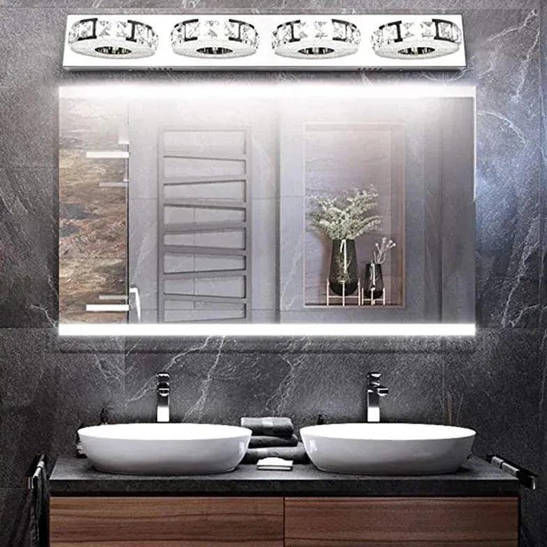 Ring Shaped Crystal Silver Bathroom Wall Lights - Clowas
