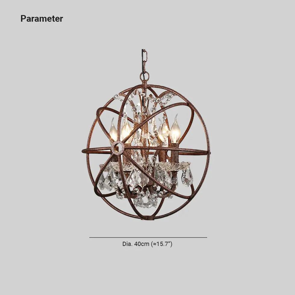 Spherical Wrought Iron Crystal Vintage Chandelier - Clowas