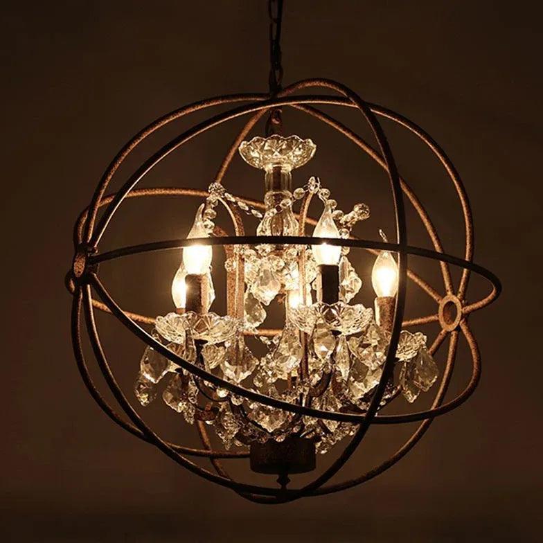 Spherical Wrought Iron Crystal Vintage Chandelier - Clowas