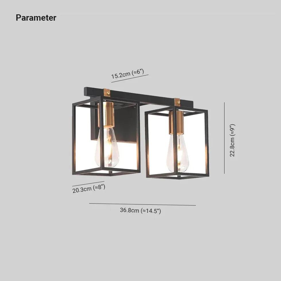 Lantern Black Industrial Bathroom Wall Lights - Clowas