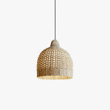 Modern Rattan Pendant Light with Glass for Living Room