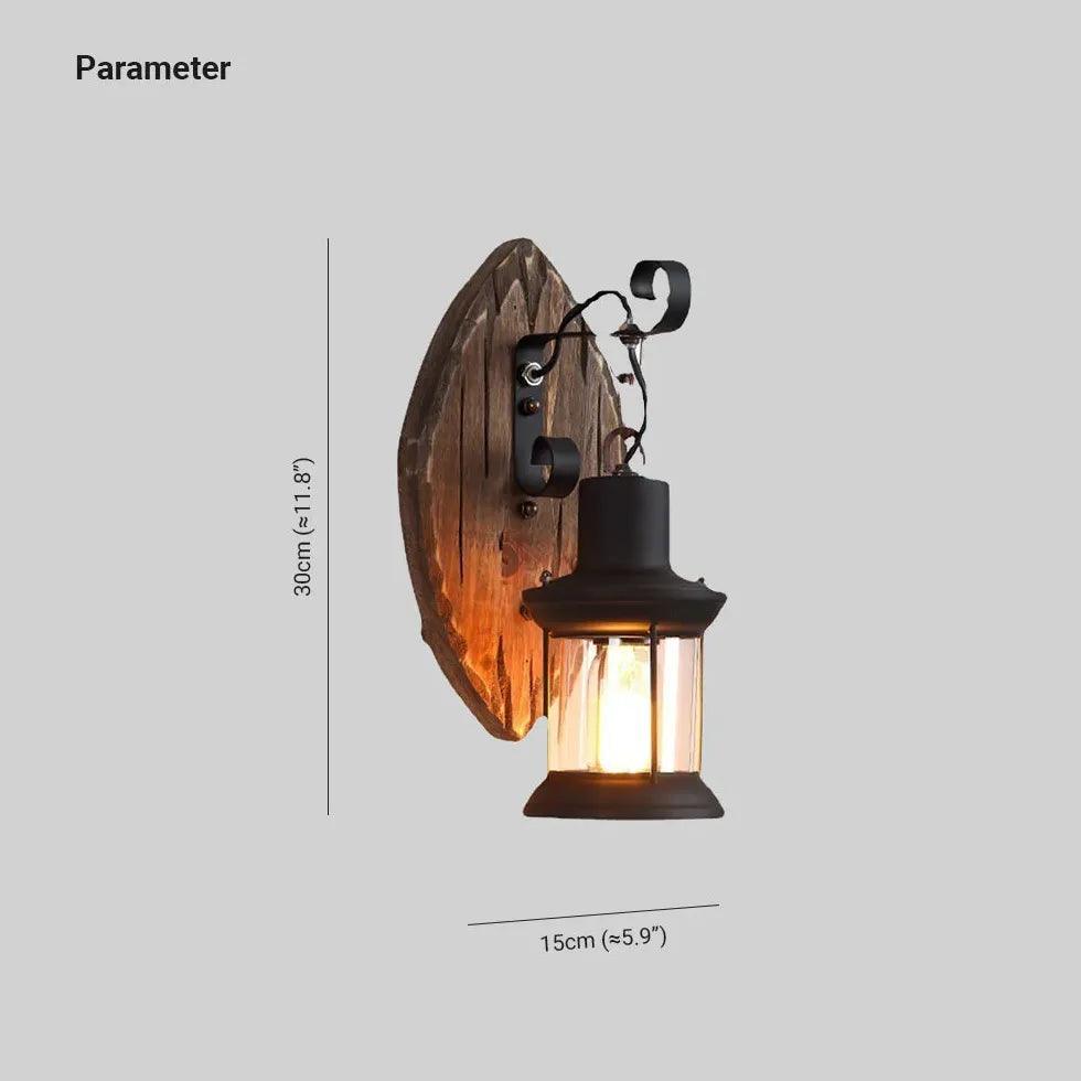 Lantern-Shaped Vintage Wooden Wall Light - Clowas