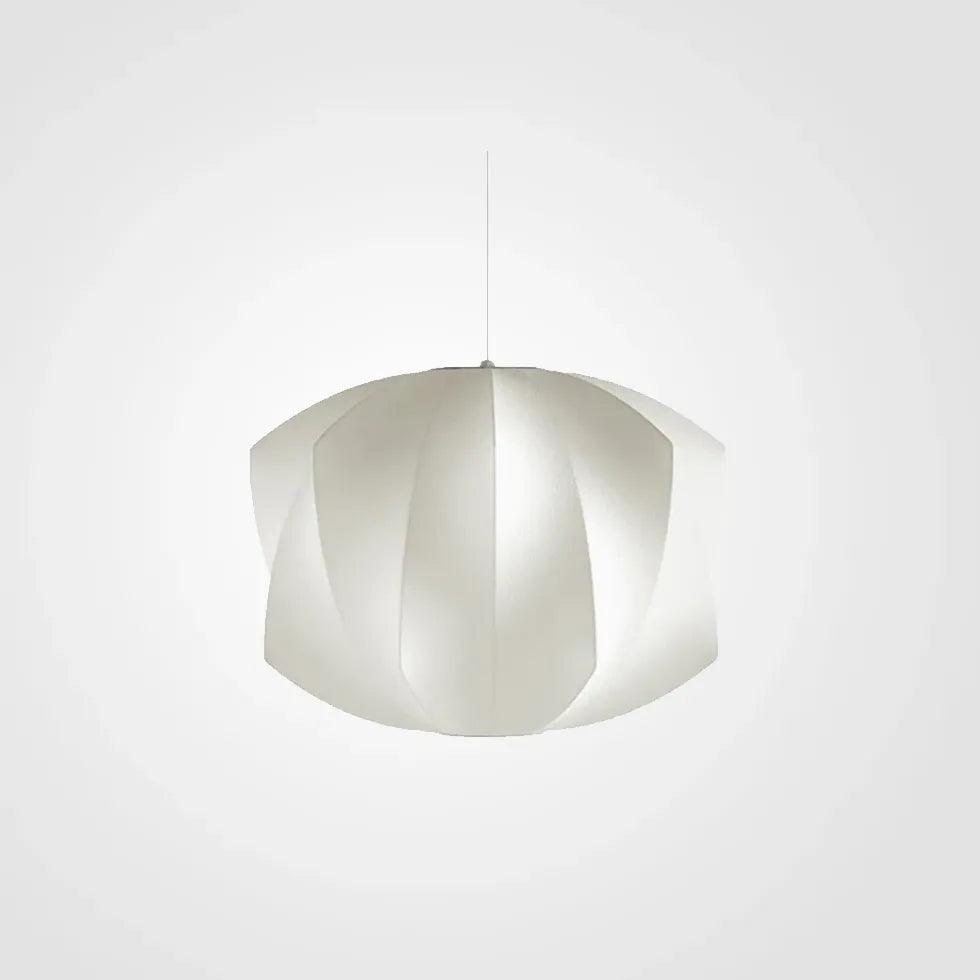 Lantern-Shaped White Fabric Vintage Pendant Light - Clowas