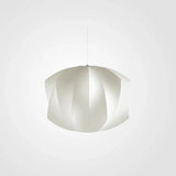 Lantern-Shaped White Fabric Vintage Pendant Light - Clowas