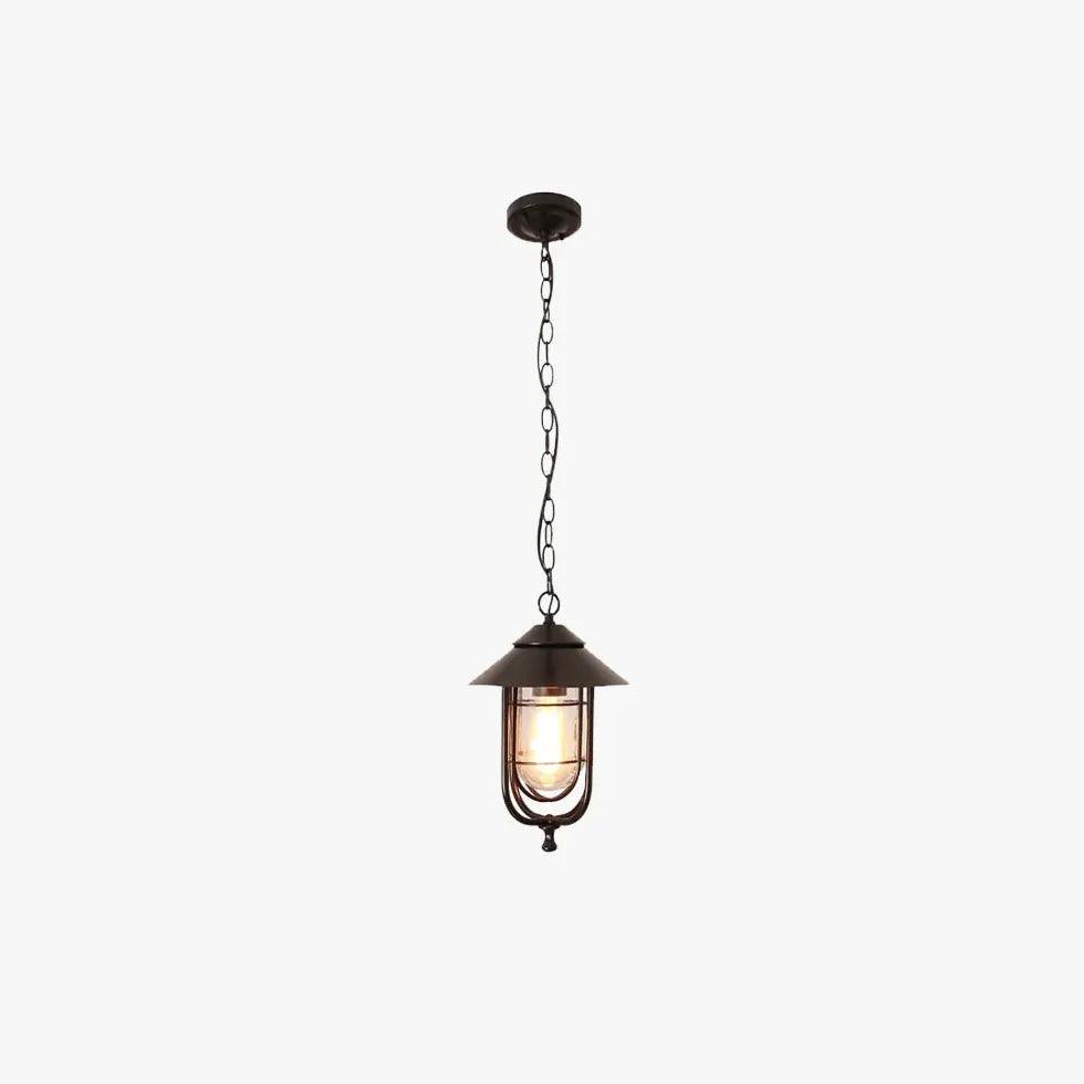 Lantern-Style Black Metal Industrial Pendant Light - Clowas