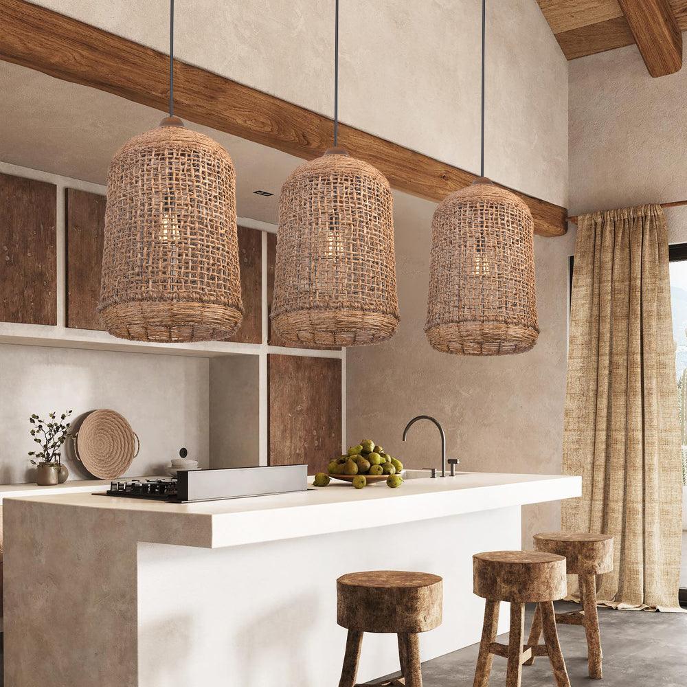 Boho Rattan Pendant Lighting for Kitchen