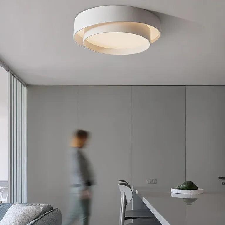 Layered Circular Modern White Flush Ceiling Lights - Clowas