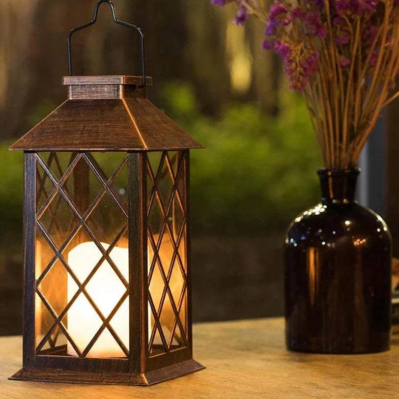 Hollow Out Flameless Candle Solar Lantern - Clowas