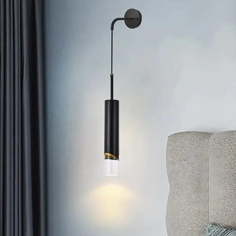 Black Hanging Cylindrical Wall Lamp - Clowas