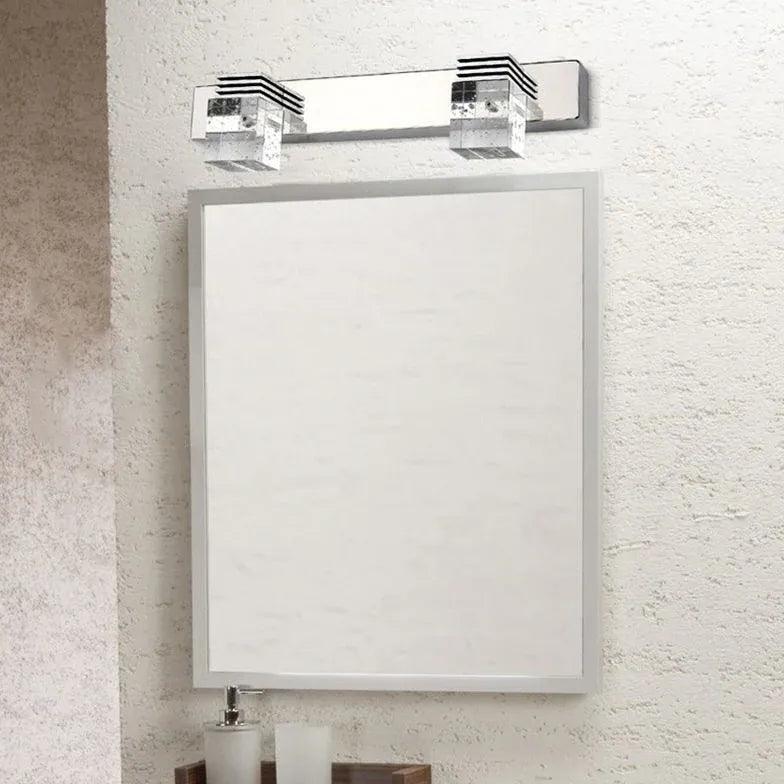 Square Silver Crystal Bathroom Mirror Lights - Clowas