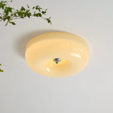 Light Yellow Circular Glass Flush Mount Ceiling Light - Clowas