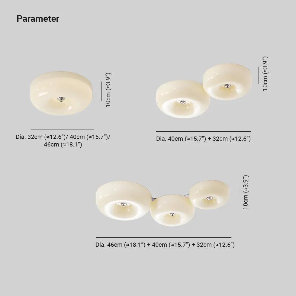 Light Yellow Circular Glass Flush Mount Ceiling Light - Clowas