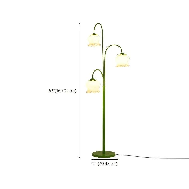 Three-Head Lantern Flower Green Floor Lamp - Clowas