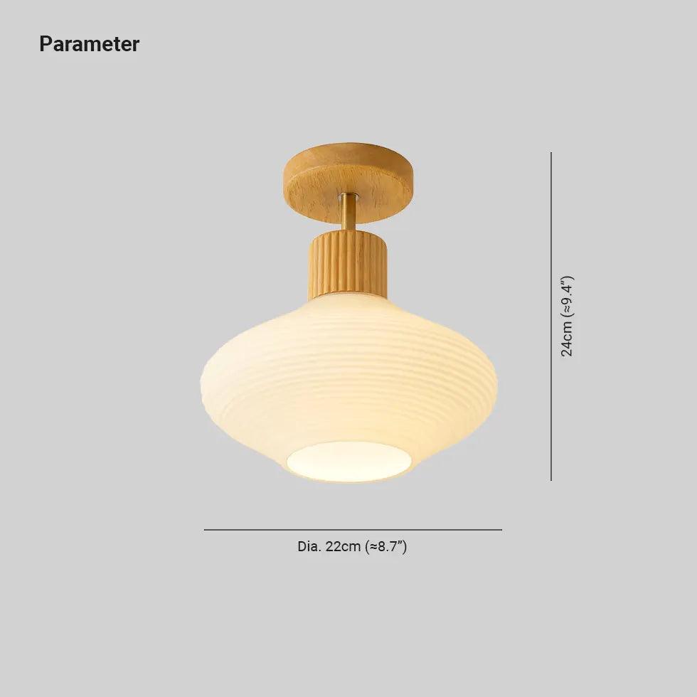 Wooden & White Glass Corridor Ceiling Light - Clowas