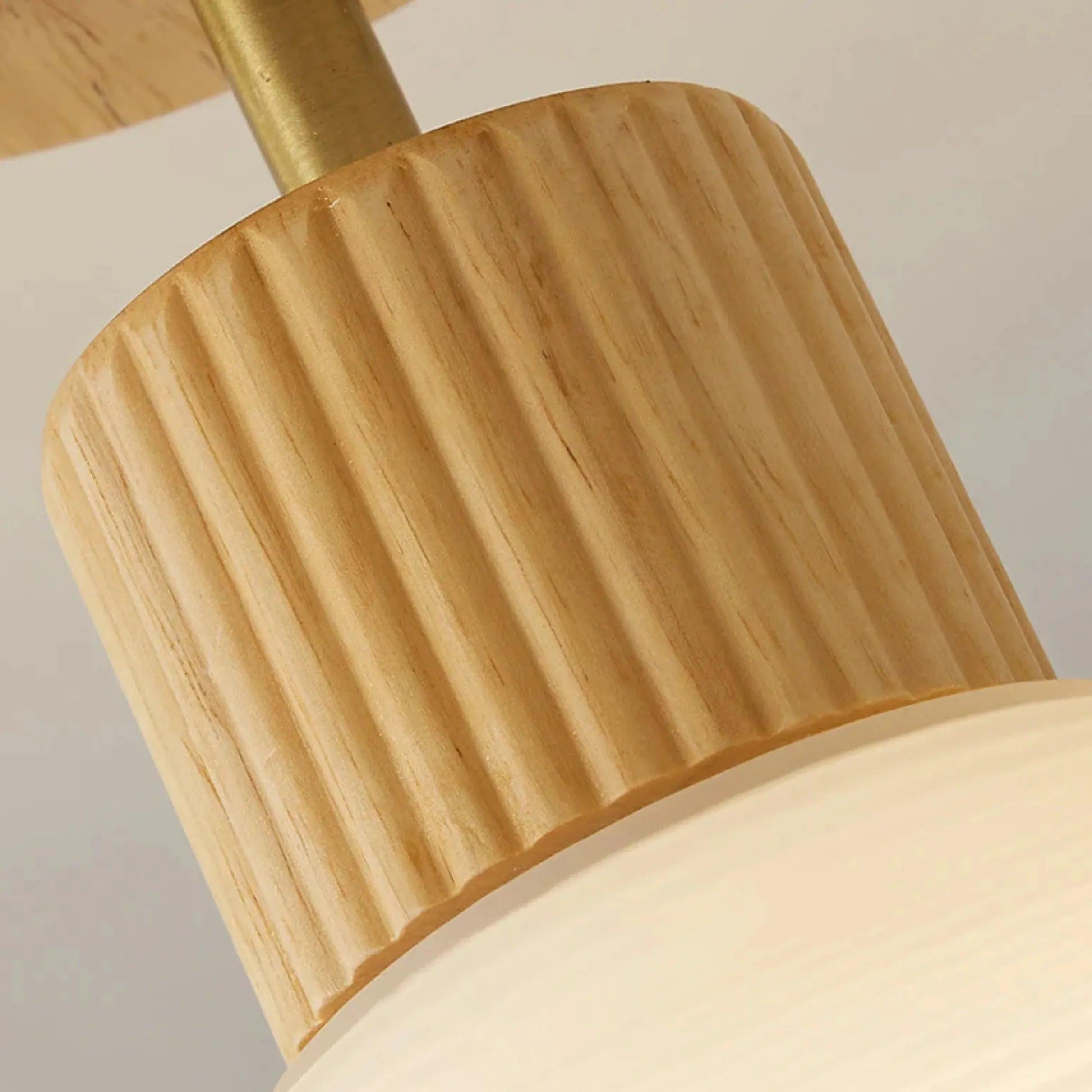 Wooden & White Glass Corridor Ceiling Light - Clowas