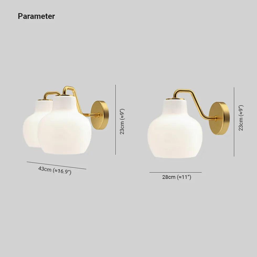 Cream Glass Lily Gold Wall Lights - Clowas