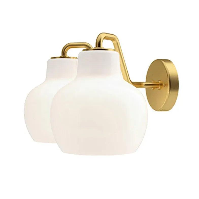 Cream Glass Lily Gold Wall Lights - Clowas