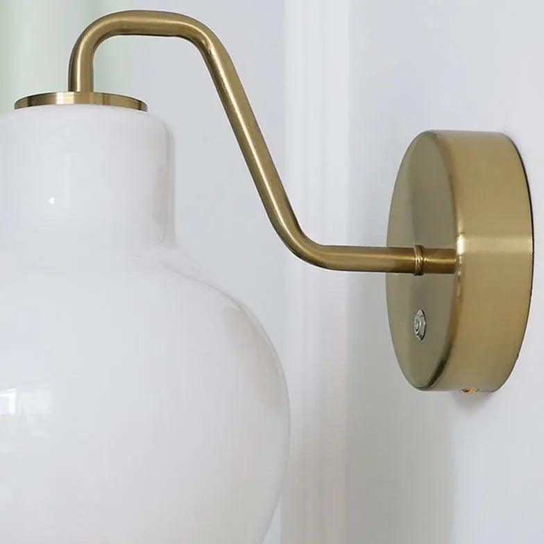 Cream Glass Lily Gold Wall Lights - Clowas