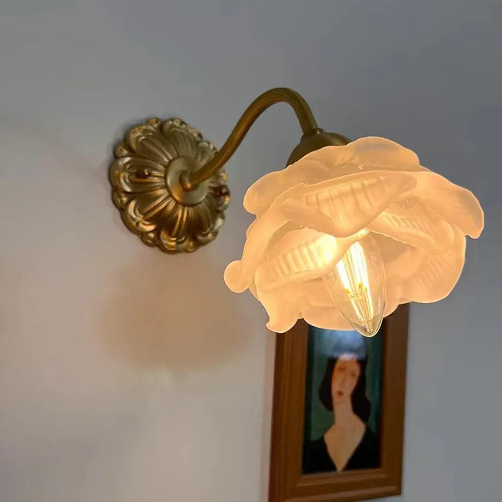 Petal glass Brass Vintage Wall Lights - Clowas